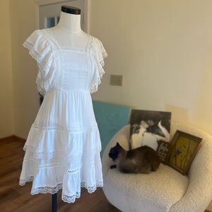 White Mini Dress with Lace Detail